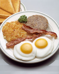 Close-up of breakfast served in plate