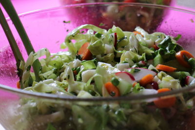 Close-up of chopped vegetables in bowl