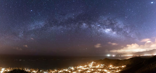 Scenic view of star field against sky at night milky way