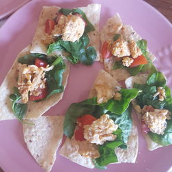 High angle view of meal served in plate