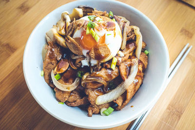 High angle view of meal served in plate