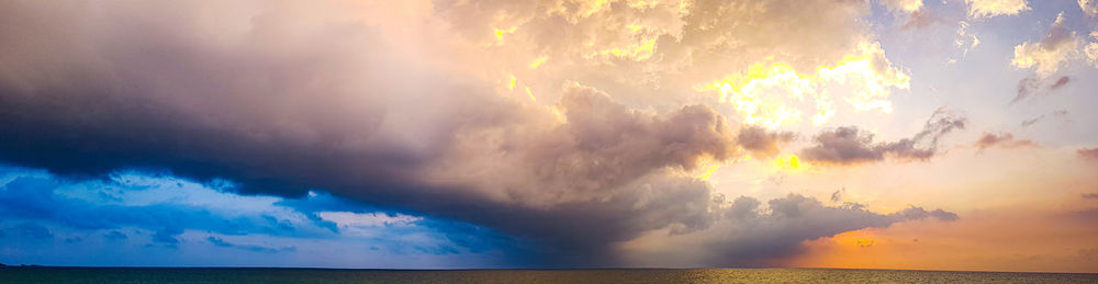 Panoramic view of sea against sky during sunset