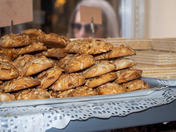 Close-up of bread for sale on table