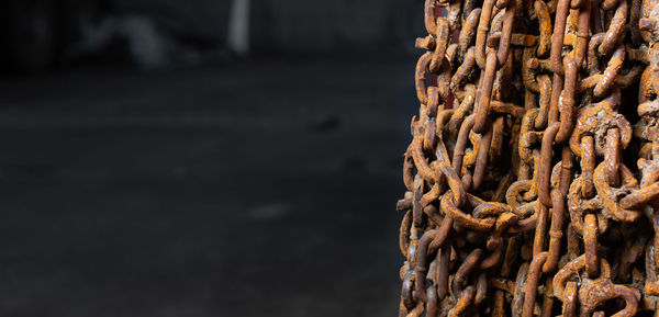 Close-up of rusty metal chain