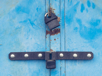 Close-up of blue door
