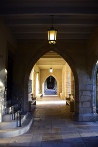 Empty corridor of illuminated tunnel