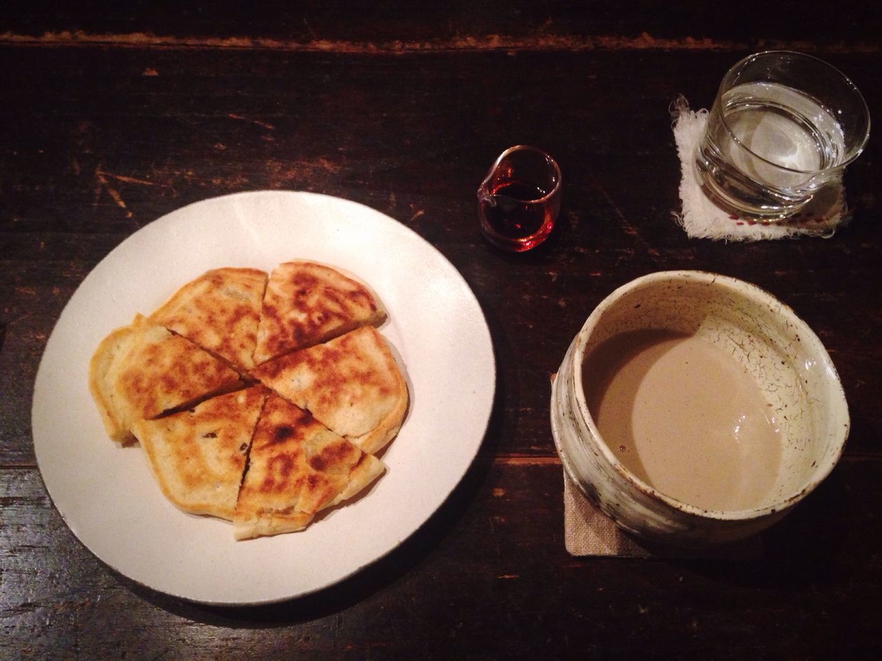 food and drink, food, indoors, freshness, table, still life, drink, ready-to-eat, plate, refreshment, high angle view, drinking glass, sweet food, indulgence, serving size, unhealthy eating, breakfast, dessert, directly above