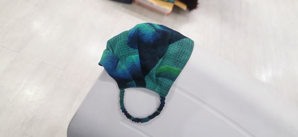 High angle view of people on table at home