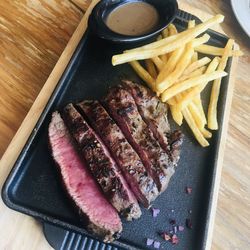 High angle view of food on table