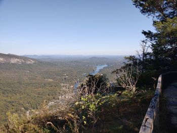 High angle view of landscape against clear sky