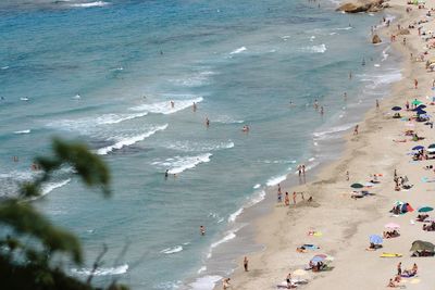 High angle view of people on beach