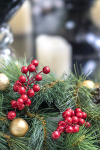 Red berries on christmas tree