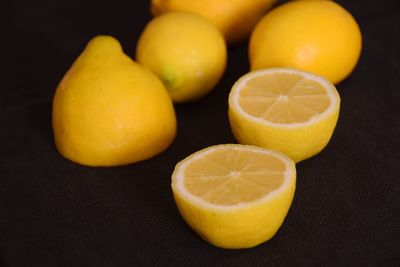 High angle view of oranges on table