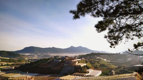 High angle view of townscape against sky
