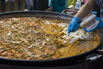 High angle view of person preparing food