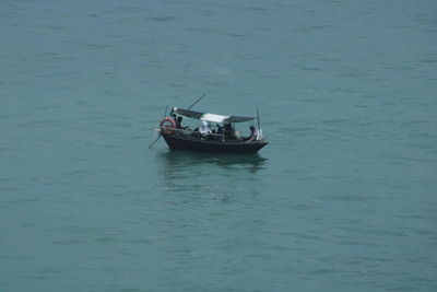 Boat sailing in sea