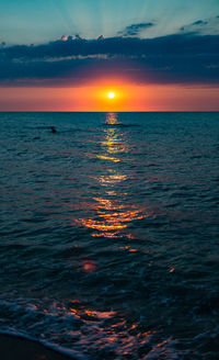 Scenic view of sea against sky during sunset
