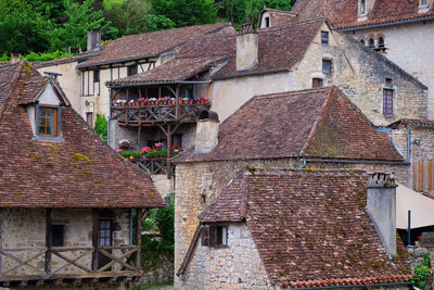 View of old houses in village