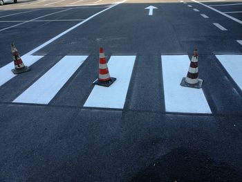 Traffic cones on zebra crossing