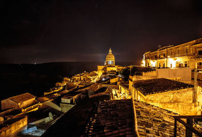Illuminated old town at night