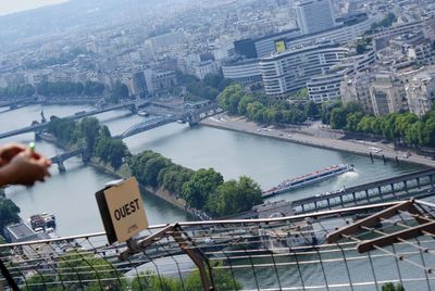 High angle view of cityscape of paris france from the tour eiffel