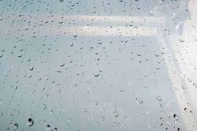 Full frame shot of raindrops on glass window