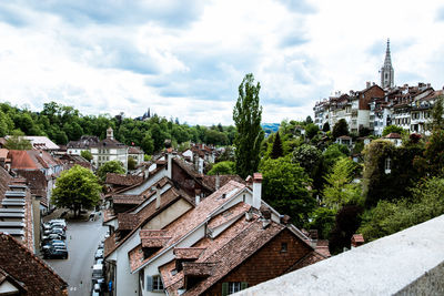 High angle view of townscape against sky