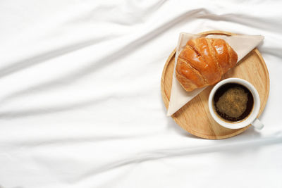 High angle view of breakfast on table