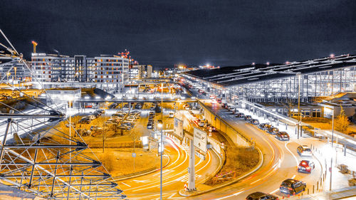 View of city street at night