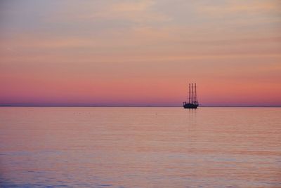 Lonely ship in the baltic sea in gdynia