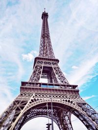 Low angle view of eiffel tower against sky