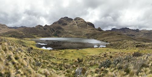 Scenic view of land against sky