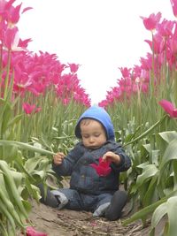 Cute girl with flowers