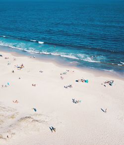 High angle view of people on beach