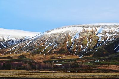 Scenic view of snowcapped mountain against sky