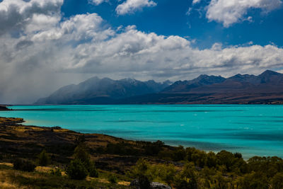 Scenic view of sea against cloudy sky