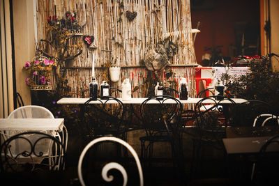 Chairs and tables in restaurant