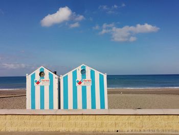 Scenic view of sea against blue sky