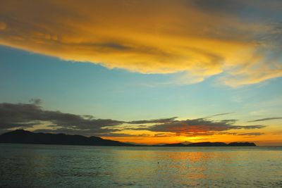 Scenic view of sea against sky at sunset
