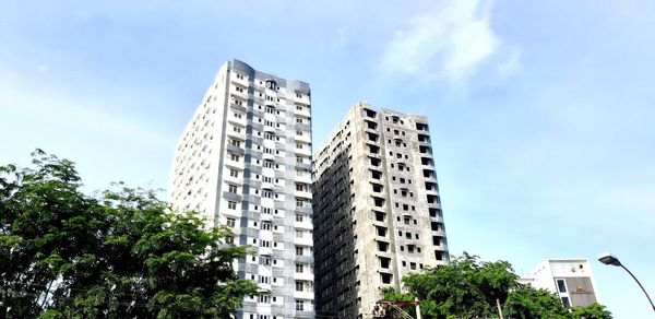Low angle view of buildings against sky