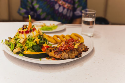 Close-up of food in plate on table