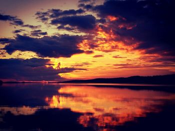 Scenic view of dramatic sky during sunset