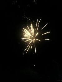 Low angle view of firework display at night