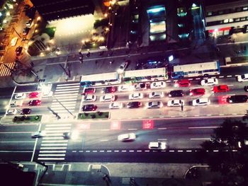 Traffic on road at night
