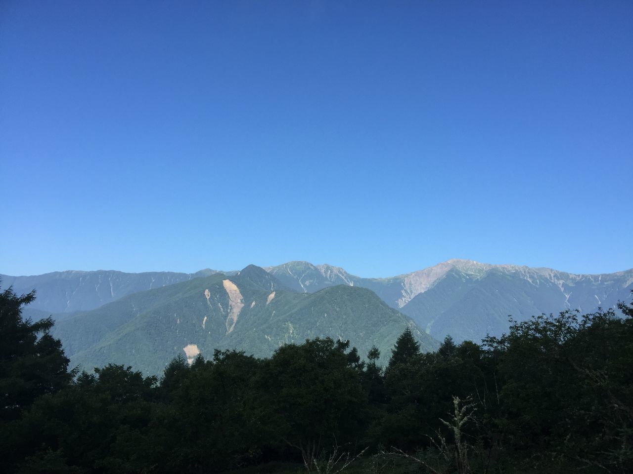 mountain, scenics - nature, sky, beauty in nature, tranquility, tranquil scene, tree, plant, copy space, non-urban scene, blue, mountain range, clear sky, no people, environment, nature, landscape, idyllic, day, land, outdoors, mountain peak