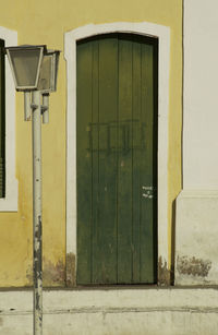 Closed door of building