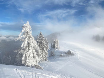 Scenic view of snowcapped mountain against sky