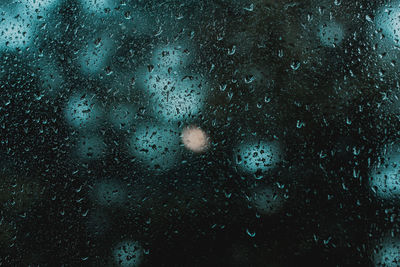 Full frame shot of raindrops on glass window