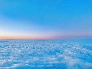 Scenic view of cloud scape on a sunny winter day on a flight from japan