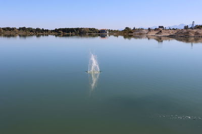 Scenic view of lake against clear sky